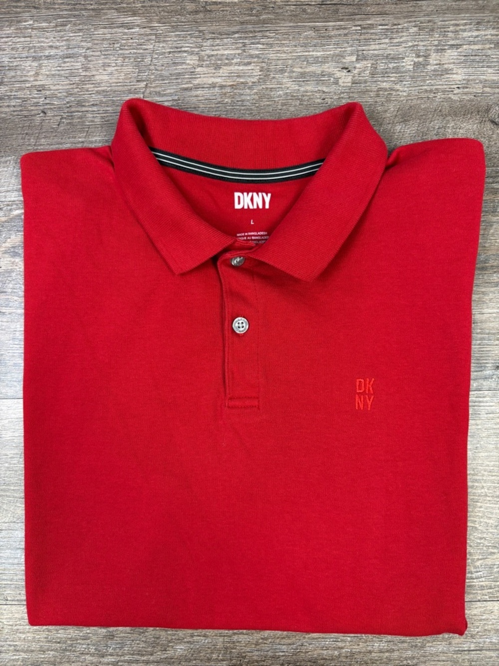 DKNY Red Polo Shirt Men’s Large Classic Fit Short Sleeve Logo